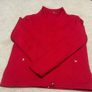 Le Mode red long sleeve front zipper jacket. S
